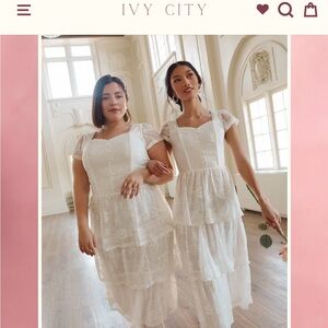 Ivy City Natalie Elegant White Lace Dress